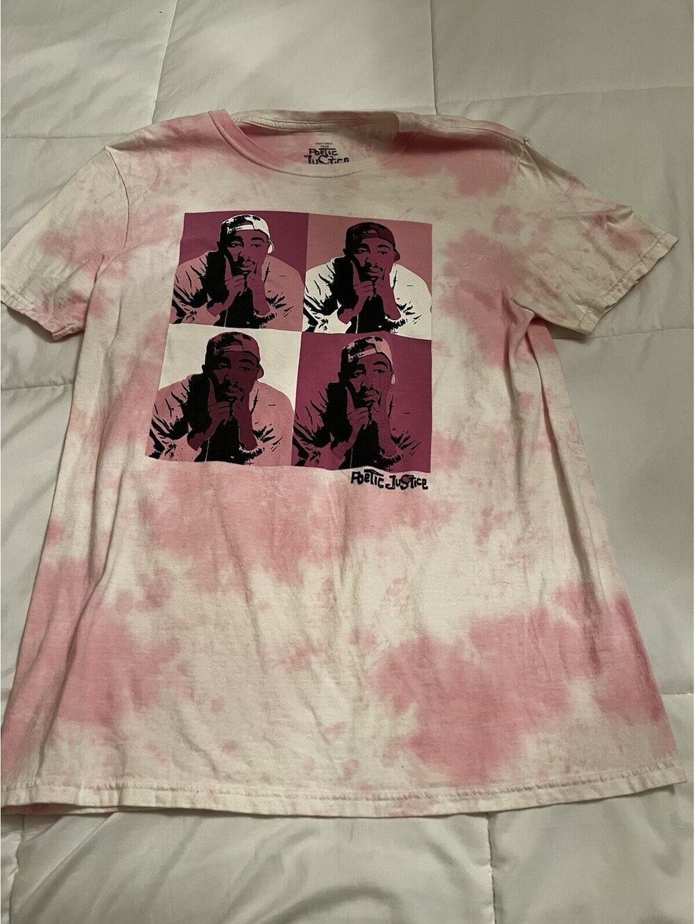 Poetic Justice Womens Medium Pink Tie-Dye Graphic Short Sleeve T-Shirt